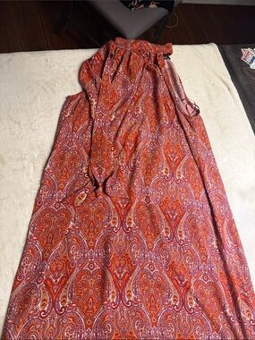 MSK Red and Orange Paisley Print Maxi Dress